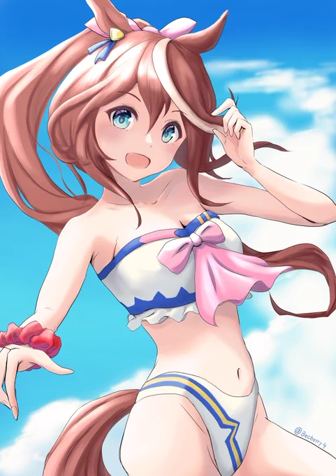 #今月描いた絵を晒そう#ウマ娘今月は夏らしく水着イラスト3枚でしたー 