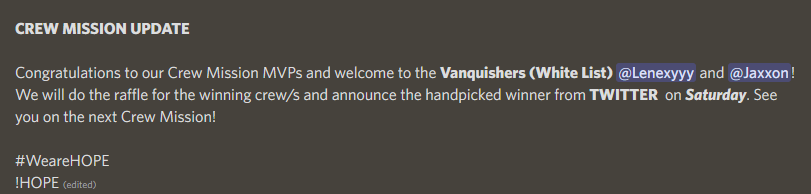 Thank you @spacoid for the Vanquisher! Fun Among Us session indeed XD #WeAreHope !HOPE