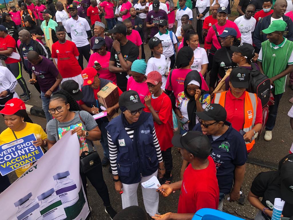 BANigeria's tweet photo. 🗓: Saturday, August 27, 2022.

We joined @NphcdaNG and other partners on the 2022 African Vaccination Week Health Walk to promote routine immunization for children, adult vaccination, and healthy living for all of us.

#AVW2022
#AVWNG https://t.co/H6CWIgbZcr