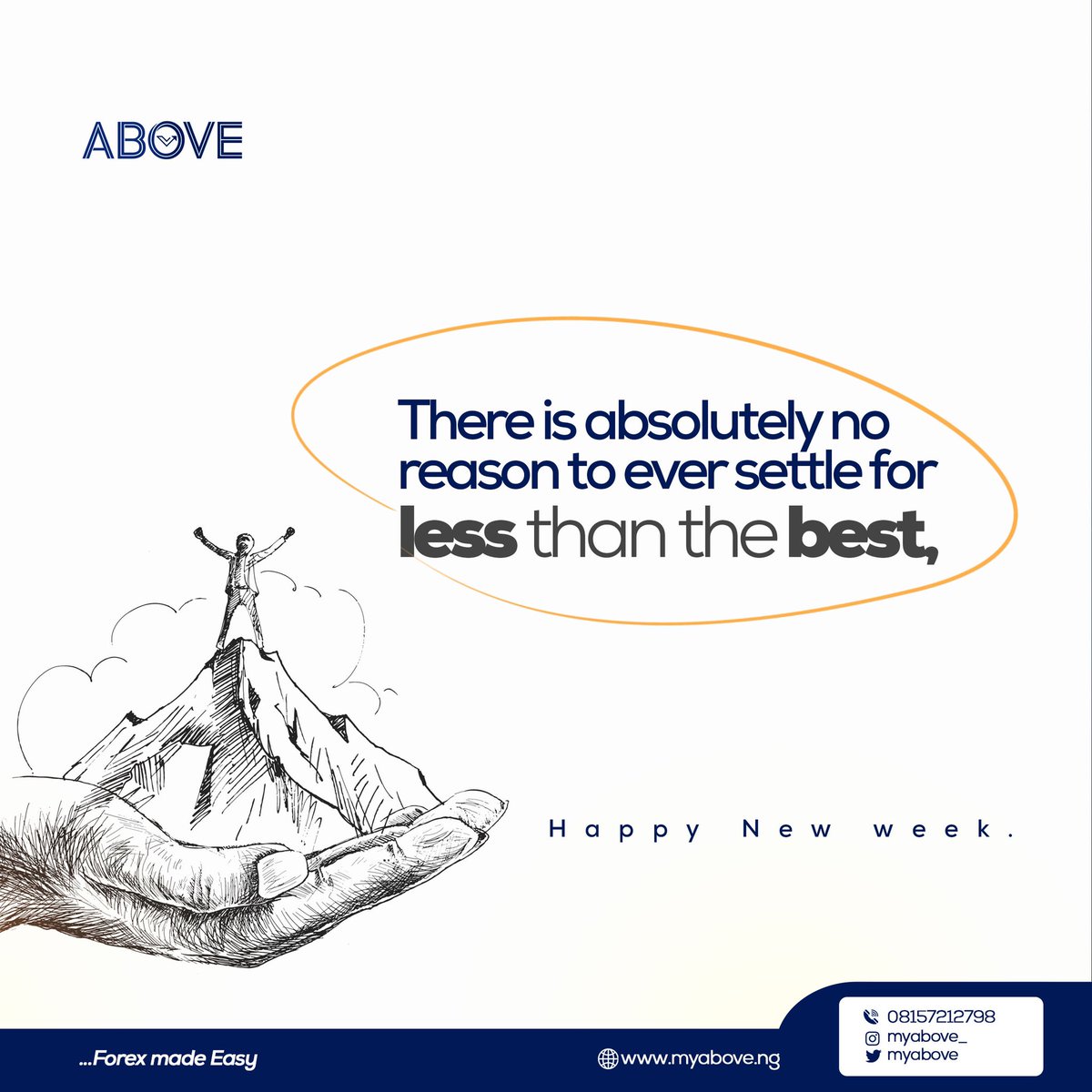 welcometoabove's tweet photo. There is absolutely no reason to ever settle for less than the best.
Happy New week
#Myabove #Abovefx #Myabove #achocolatelovestory #investments #cryptocurrencies #MondayMorning #bbnaija2022 #perebbnaija #bbn #eviction #explorepage #explore #ankarafashion #gaininwednessday https://t.co/Rebpxp3s8x