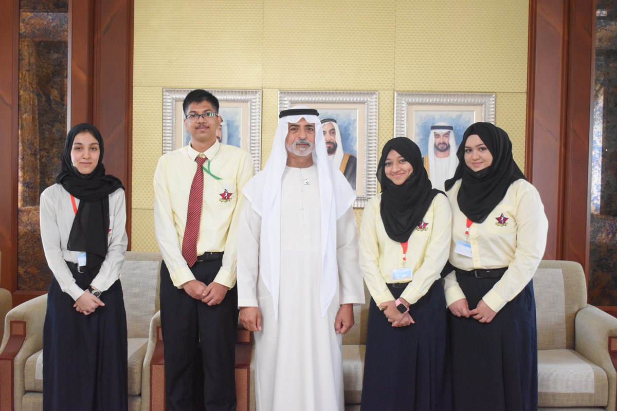 ShiningStarSchl's tweet photo. It was a great honor for our Shining Stars to meet with H.E. Sheikh Nahyan bin Mubarak Al Nahyan at @uaetolerance to present to him our practice of #Gratitude and #Gratitude to the land we call our home. 
@HHShkMohd @ADEK_tweet @IndembAbuDhabi 
@VikasPota #T4Edu #BestSchoolPrize https://t.co/br7cLKU75H