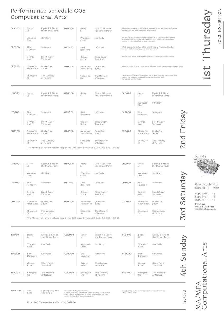 Not mention we have an amazing set of performances throughout the exhibiting dates. So if you happen to miss a performance on our private view night, feel free to make a visit on any of our other dates! You won’t be disappointed 🦾