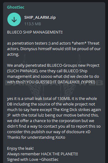 DailyDarkWeb's tweet photo. #Singapore 🇸🇬 - #Database of Blueco Ship Management is #Leaked by GhostSec #DataBreacher
#DarkWeb https://t.co/qMLCpFirNp