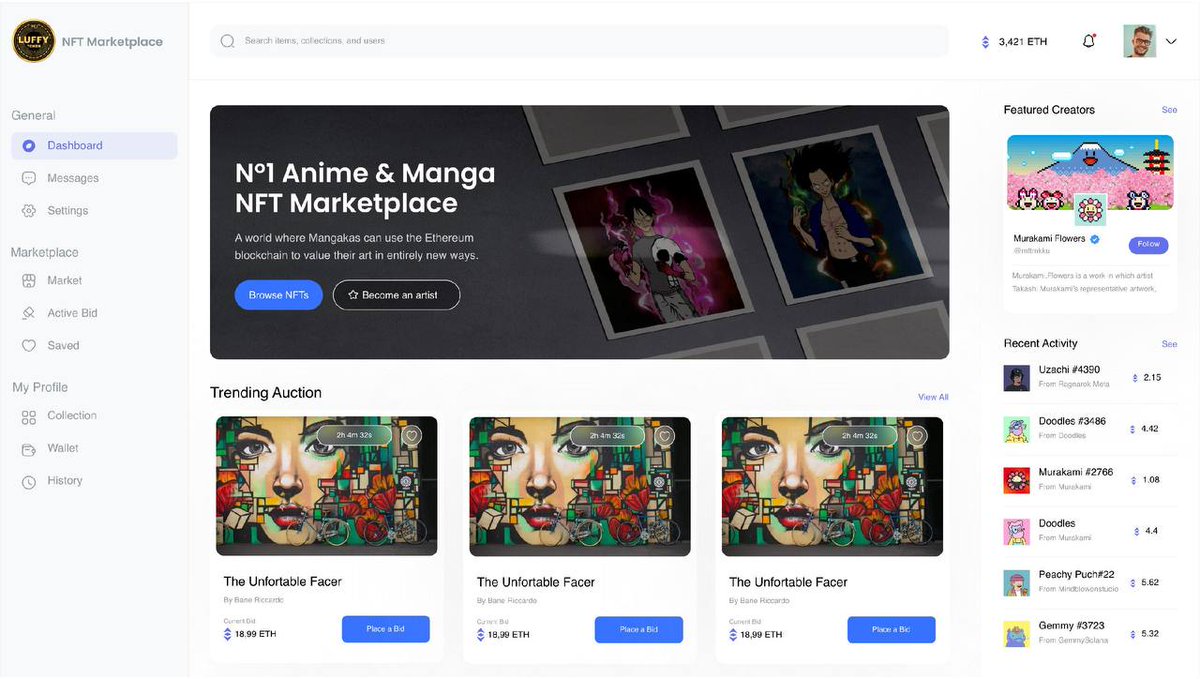 GemBrowser's tweet photo. #LuffyToken Not playing around.
Here is the finished User Interface of our Anime Marketplace.
We have started the integration with the NFT Marketplace contract.
Looking Dope!!
#LUFFY #NFT #MARKETPLACE #altcoin #utilities
@luffyinutoken https://t.co/NlRm5zRc5E