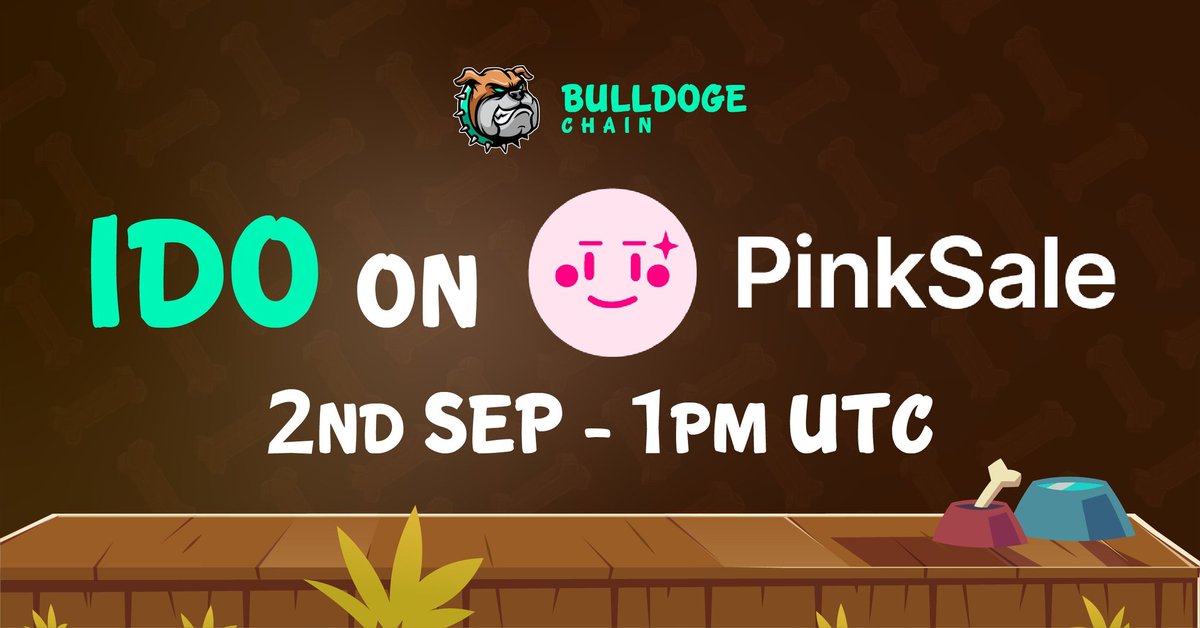 Burgman95673021's tweet photo. 🔥 IDO ROUND ON #PINKSALE - #BULLDOGECHAIN
- Requirement: Whitelist
- Time: 1:00PM (UTC) Sep 2nd, 2022
- Soft Cap: 150BNB
- Hard Cap: 300BNB
- Max Contribute: 1.5 BNB/wallet
- Link: https://t.co/VZoO3jVBUD

$wBDC #wBDC #X100GEM #doge #dogechain #alveychain #NFT #IDO #WHITELIST https://t.co/cGpaaF5ifV