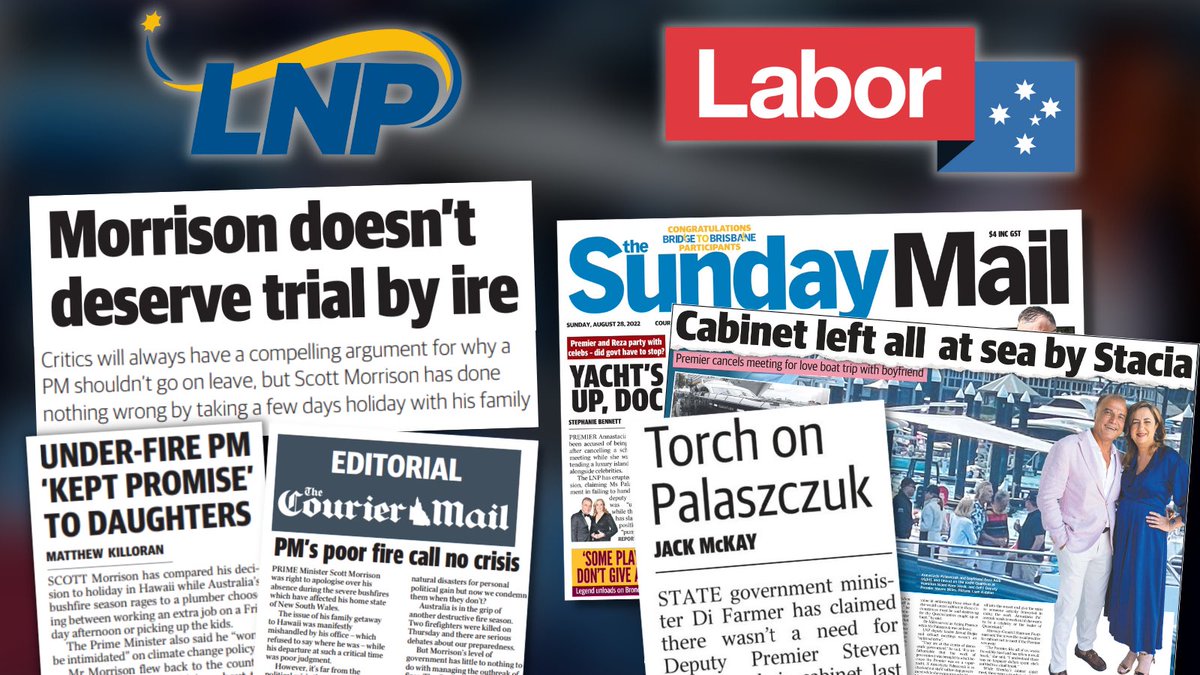 MrKRudd's tweet image. Murdoch’s monopoly #CourierFail at it again. When Liberal PM Morrison vanished to Hawaii during the bushfires it was “no crisis”. But Premier Palaszczuk, who has chaired hundreds of cabinet meetings, takes 3 days' leave &amp;amp; it’s a front page scandal! Rancid anti-Labor hypocrisy.