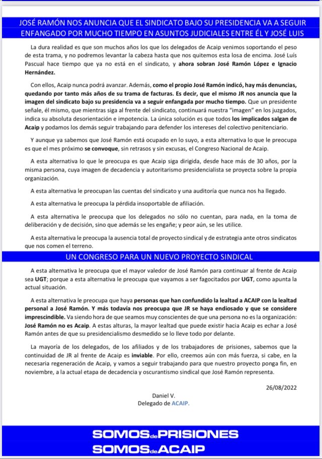 guzbokiman's tweet photo. Por el bien de #sosprisiones algún representante sindical debería rendir cuentas, recoger maleta y empezar a trabajar en el puesto de la oposición que aprobó. Ganaríamos todos los #funcionariosdeprisiones https://t.co/gO4TDVJBkJ