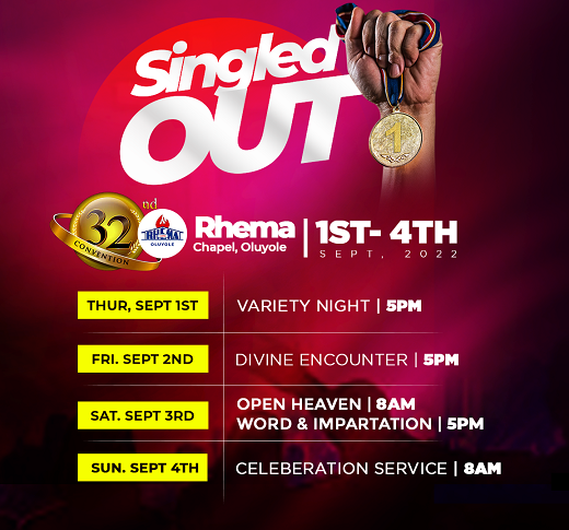 rhemaoluyole's tweet photo. Have you cleared your calendar yet? Save this schedule and use as a guide to do so....π
#ExperienceRhema
#LearntheSecrets
#SingledOut
#Convention2022 https://t.co/njwPmylcIg