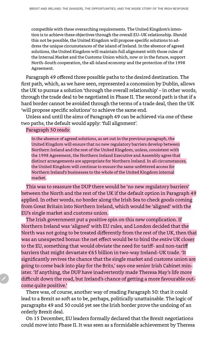 JacquelBenson's tweet photo. @GavinBarwell May walked into their trap and was stuck. There was no reason why a non member state should stay aligned to protect the SM.

Then she used Northern Ireland as a way to argue why the whole of the UK would have to stay aligned. How could Johnson get out of the trap she agreed to? https://t.co/MGPHY2E0Gz