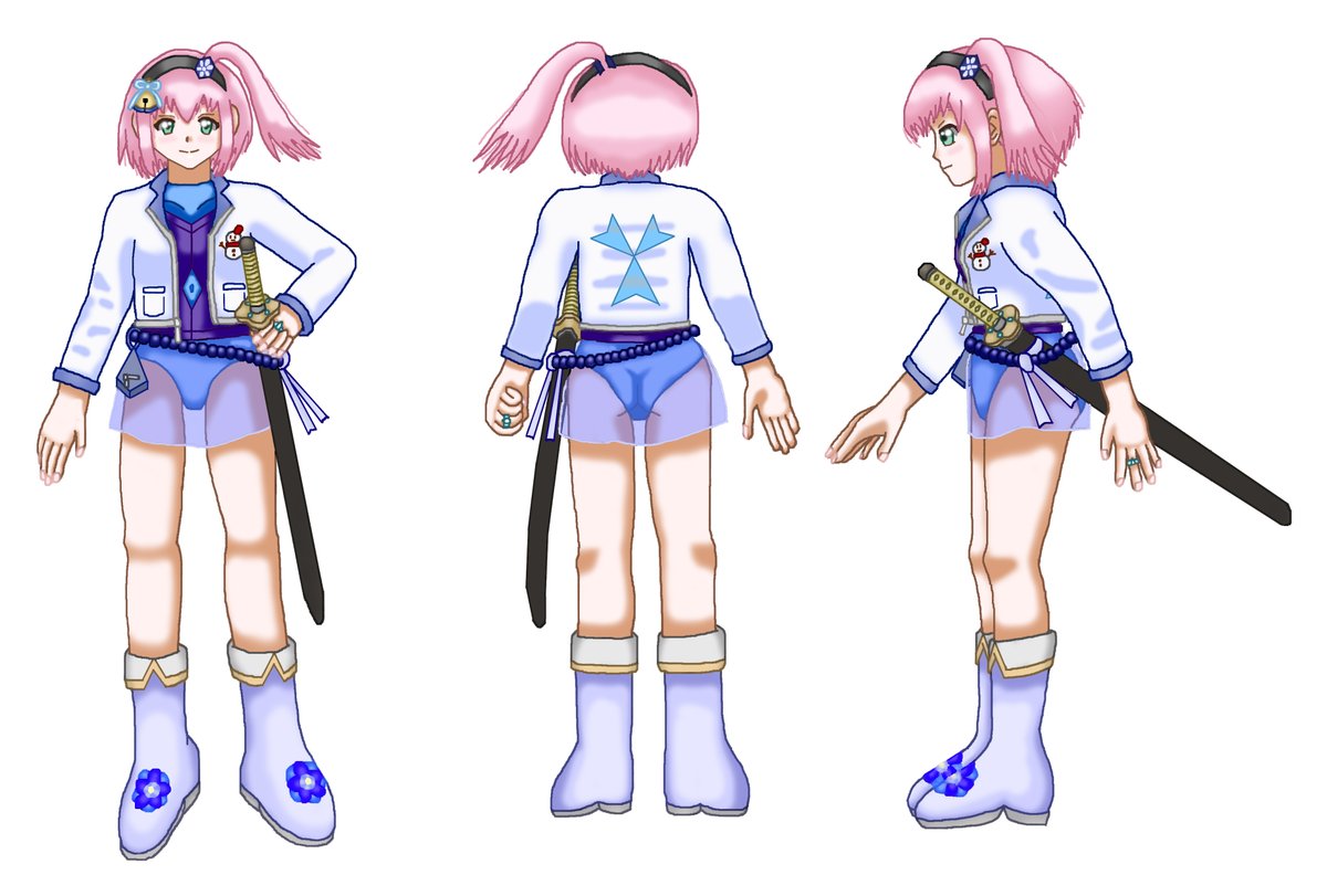 オリジナルイメージ冬カノンノです😇
名前は『Adrett（アドレット）：ドイツ語で「清楚」「きちんとした」の意味』😊
昔あった公式掲示板にアップした絵のアレンジですが正面、背面、横の３パターン描きました😋
今度ビジュアル絵描きます😠
#talesof #テイルズ #マイソロ #レディアントマイソロジー