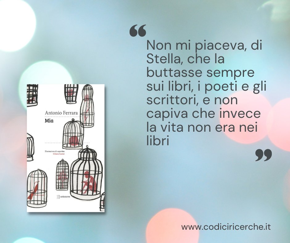 “Consiglio questo libro perché mette di fronte all'esigenza di educare e ri-educarci alle emozioni”. Umberto consiglia di leggere MIA di Antonio Ferrara, <a href="/ed_settenove/">Settenove</a> (2015)