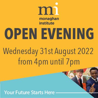 DON'T FORGET TO COME TO OUR OPEN EVENING - this Wednesday 31st August, 4-7pm. Leaving Cert students, the unemployed, mature students or people wanting to gain new skills are welcome. Apply Now to study with us this September: monaghaninstitute.ie #MI #YourFutureStartsHere