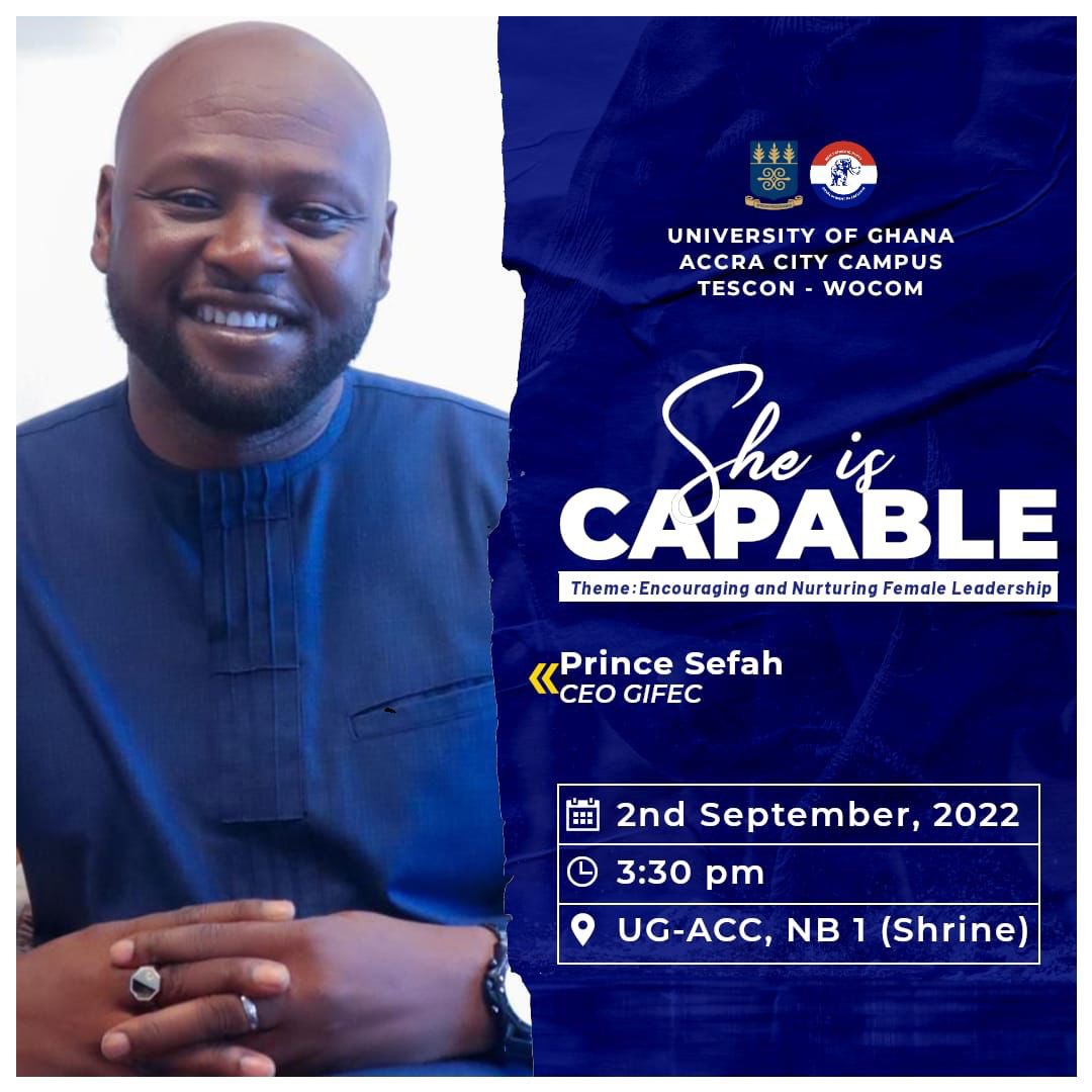 Yes! She can do it. Join the CEO of <a href="/GIFECGhana/">GIFEC Ghana</a>, Hon. <a href="/PrinceSefah/">Prince Sefah</a> as he encourages and nurture female leadership