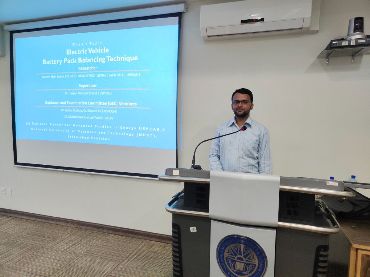 mohsinj_'s tweet photo. MS Electrical Engineering Power Thesis defense presentation under title "ELECTRIC VEHICLE BATTERY PACK BALANCING TECHNIQUE".
#alhumdulillah #uspcase #nust https://t.co/JNaUKibGEY