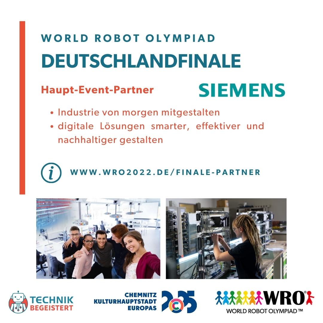 In wenigen Wochen findet unser #Deutschlandfinale in #Chemnitz statt. Das Event wird von unterschiedlichen Partnern wie beispielsweise Siemens unterstützt. Alle Informationen zu unseren Haupt-Event-Partnern gibt es jetzt unter wro2022.de/finale-partner 
#myrobotmyfriend #wro2022de