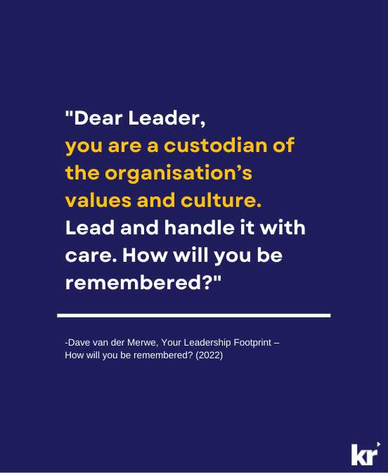 KnowledgeRes's tweet image. &quot;How will you be remembered as a leader? Dave van der Merwe’s new book takes a reflective look at what leadership means and what part your leadership style will play in your legacy. It’s not too late to turn things around. Order your copy here: ow.ly/ur1850KsUyg