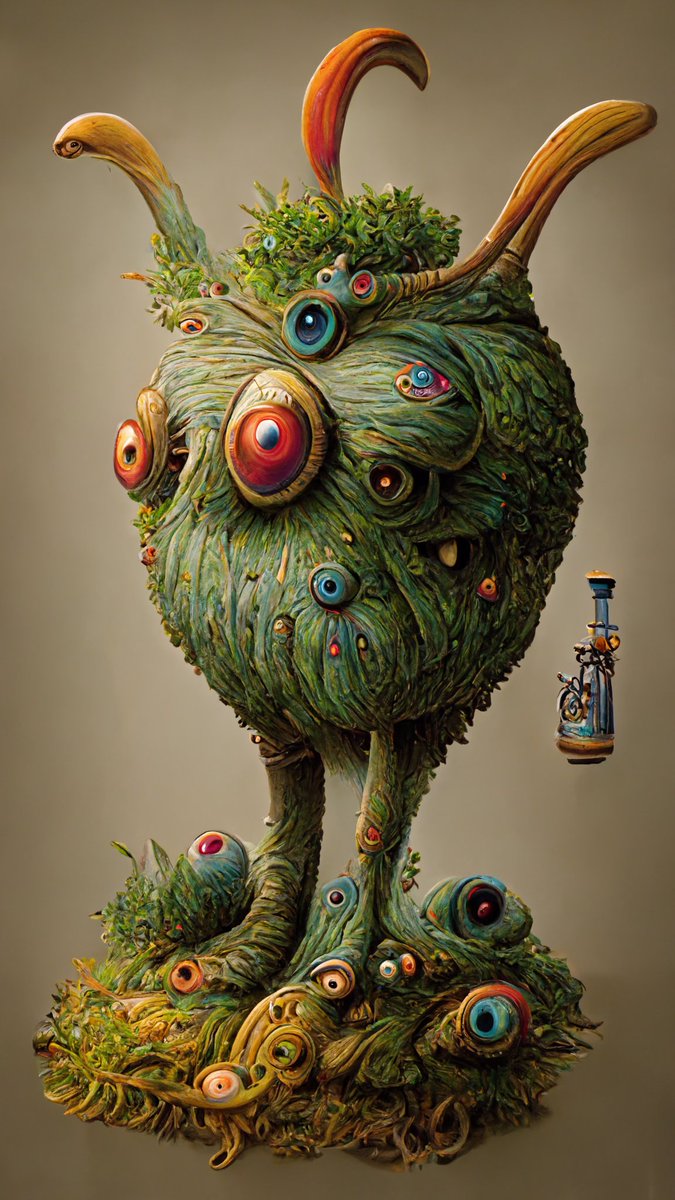 RipeworksS's tweet photo. The Poogapoing Googlants are the loveable planimals from Zoorvaran. The whimsical creatures are entirely created from the subconscious s of Audrey II and Christopher Walken as the Googly Eyes Gardener (The Man Who’s Very Scared of Plants). #midjourney https://t.co/uApiBO0zJB