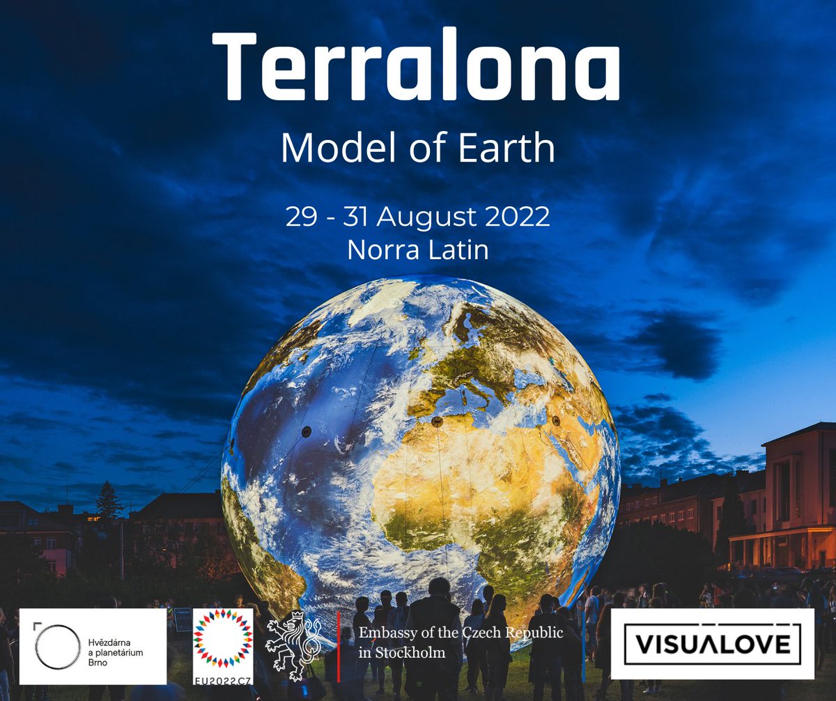 AnitaGrmelova's tweet photo. Come see a Model of Earth, the Terralona, at Norra Latin, Stockholm, the venue of this year´s @siwi_www. It is brought to you by the @CzechEmbassySE, curtesy of the Brno Planetarium and the artistic group #Visualove.
#WorldWaterWeek
#CzechiaInSweden
#Visualove
#Brno https://t.co/2SnygmJlqa