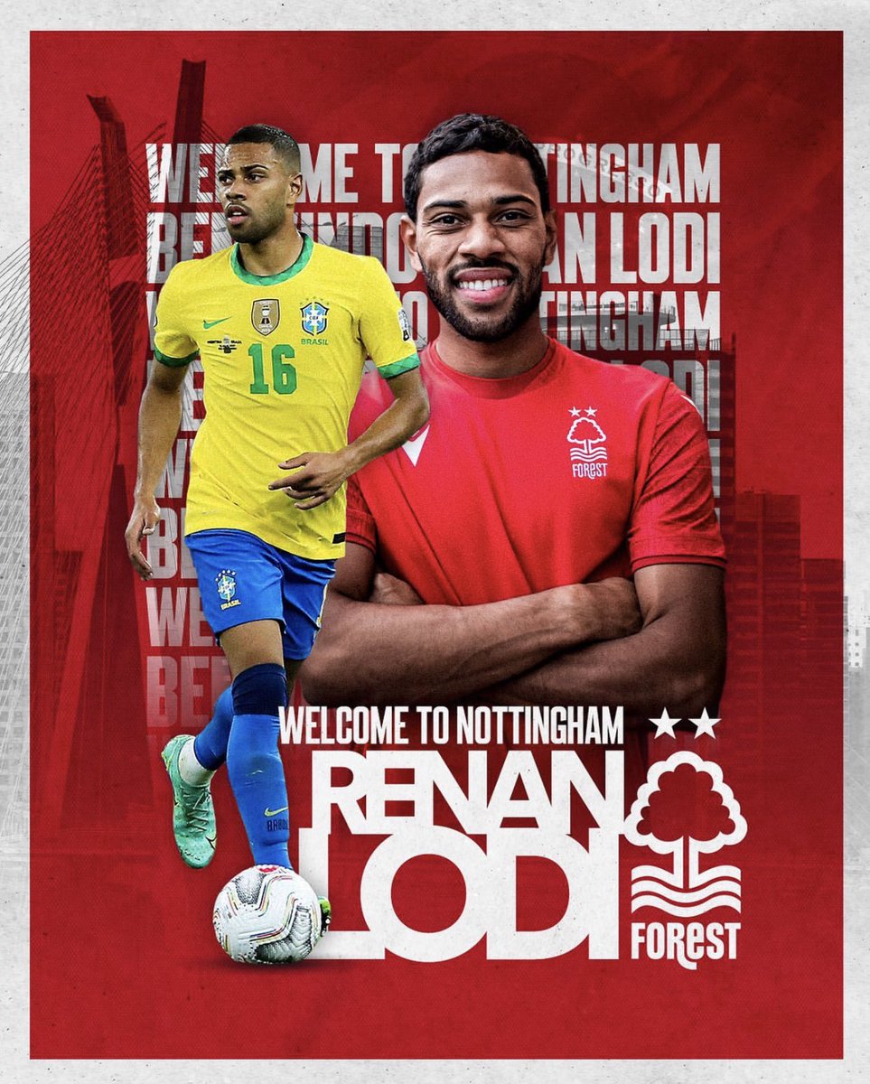FiruladosFC's tweet photo. OFICIAL:

Renan Lodi é novo jogador do Nottingham Forest.

O brasileiro chega por empréstimo de €5mi com uma opção de compra avaliada em €30mi. https://t.co/XsElKnw68b