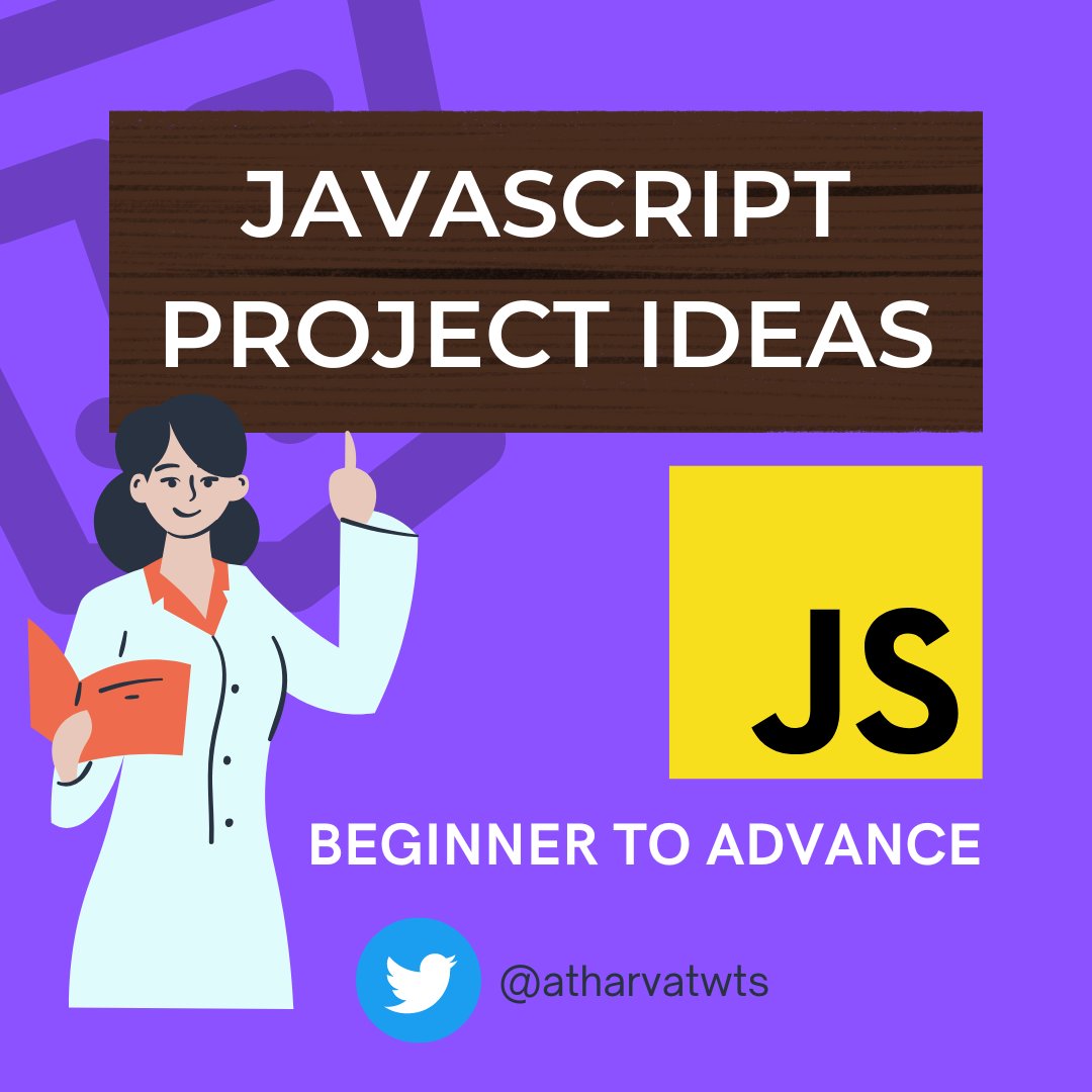 atharvatwts's tweet photo. Javascript Project ideas, for beginner to advanced.

Enhance your skills with building projects.

A Thread 🧵: https://t.co/PYr1VTNRdY