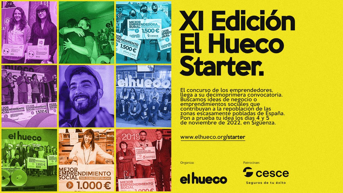 No te olvides de #ElHuecoStarter‼️‼️ Premiamos proyectos que ayudan a repoblar la España rural. Este año tenemos 3⃣7⃣5⃣0⃣ euros en premios y tres categorías.

🟥🟥🟥🟥 Aquí tienes todo lo que necesitas saber para participar: elhueco.org/starter/
