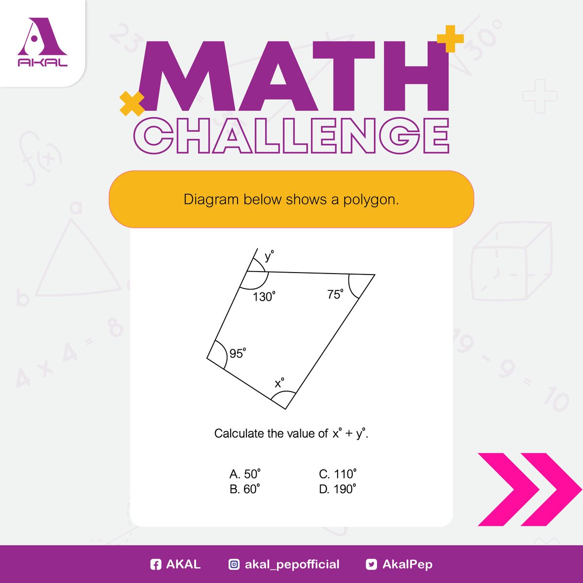 AkalPep's tweet photo. Time for a Math Challenge! 🫣

Swipe left to see the solution.

Follow us for more tips, exercises and updates:

Facebook: AKAL
Instagram: @akal_pepofficial

#AkalPEP #pendidikan #education #spm #pnmbeducation #SPM2022 #CalonSPM #matematik #mathchallenge https://t.co/OBa9RoImWU