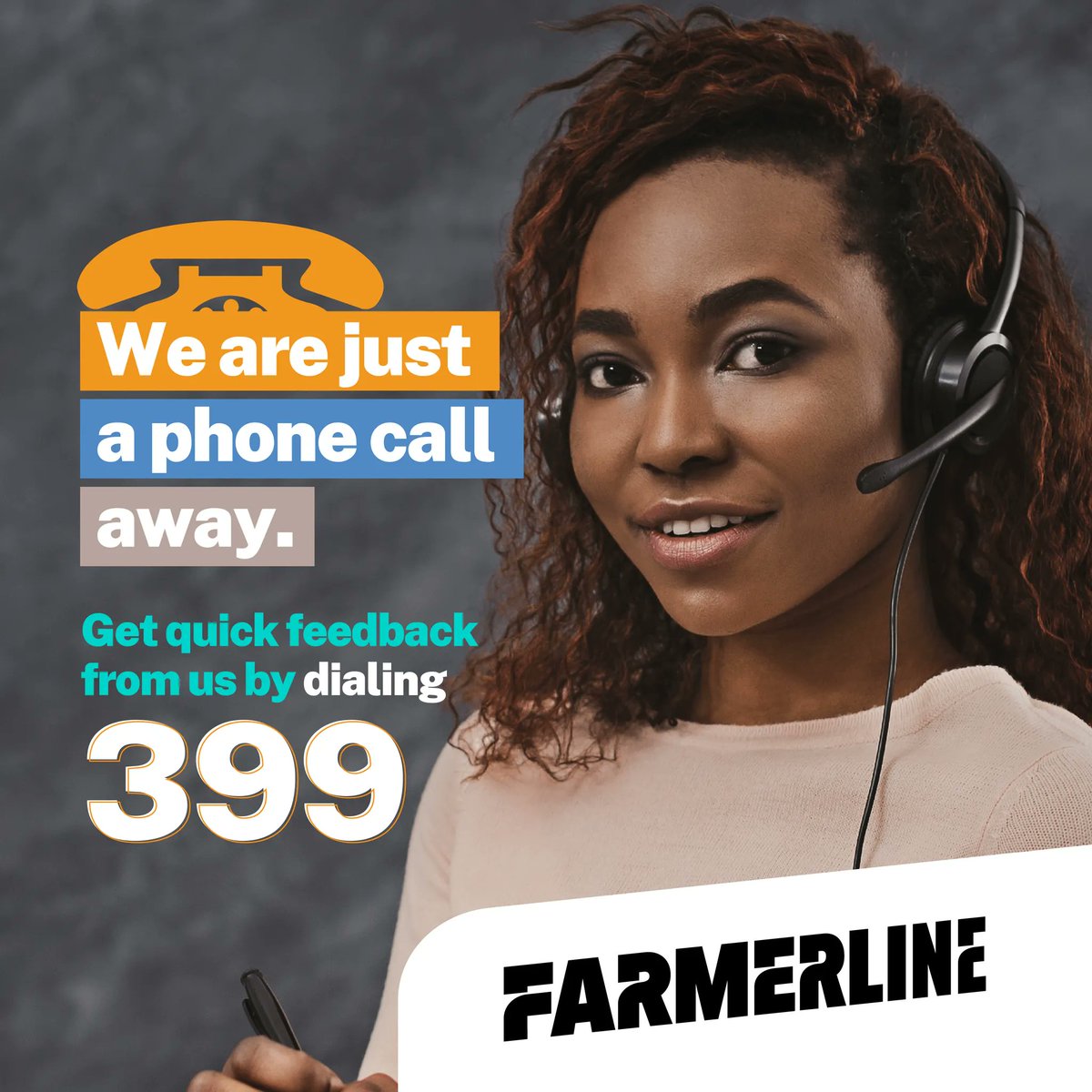 farmerline's tweet photo. We are just a phone call away. Get quick feedback from us by dialling 399. Call us for all your enquiries about our products and services.

#Call399 #Farmerline #ThisIsFarmerline https://t.co/8GIV8C5vDy