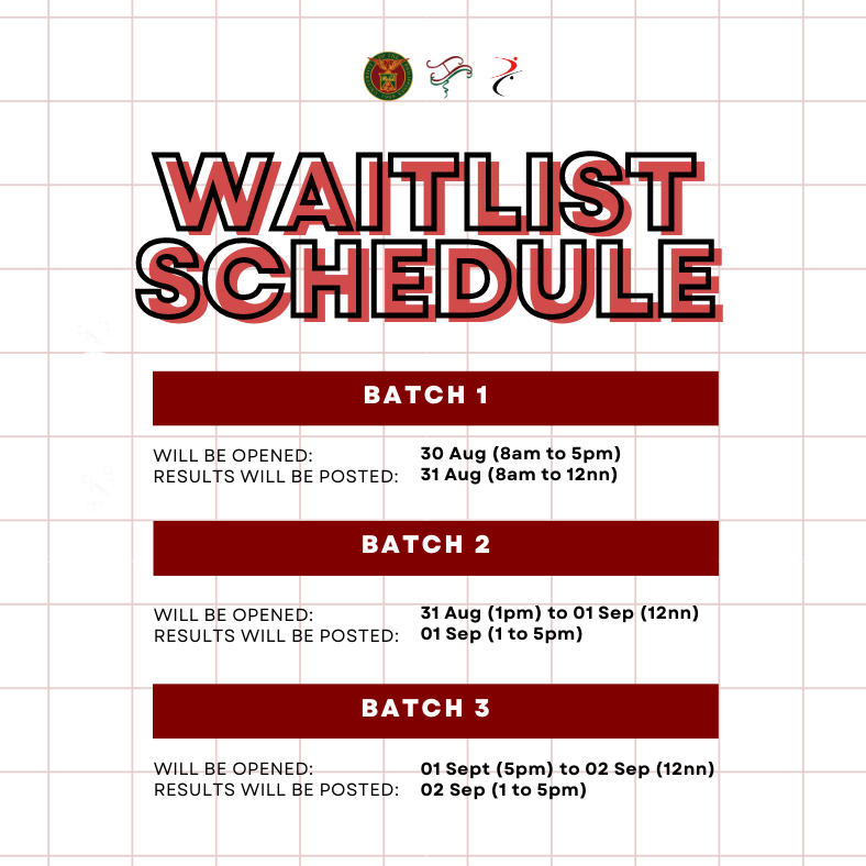 UPDscta's tweet photo. Registration for the first semester of AY 2022-2023 will run from 30 August to 02 September. Please take note of the waitlist schedule and the contact persons for class cancellations.

We will be opening new Speech 30 sections. Students tagged as graduating will be prioritized. https://t.co/o7ZcU5kf31