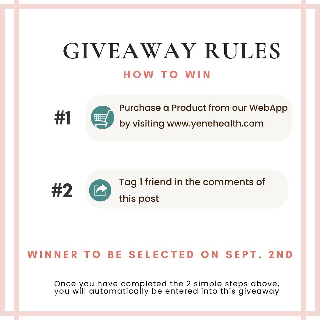 Giveaway Alert!!!🚨 

In celebration of our Web-app launch we’re excited to host our giveaway sponsored by <a href="/ZAAF_COLLECTION/">ZAAF®</a>

This giveaway will be open for 5 days! To enter our giveaway: 

- Purchase a product on our webapp: yenehealth.com
- Tag a friend in the comments