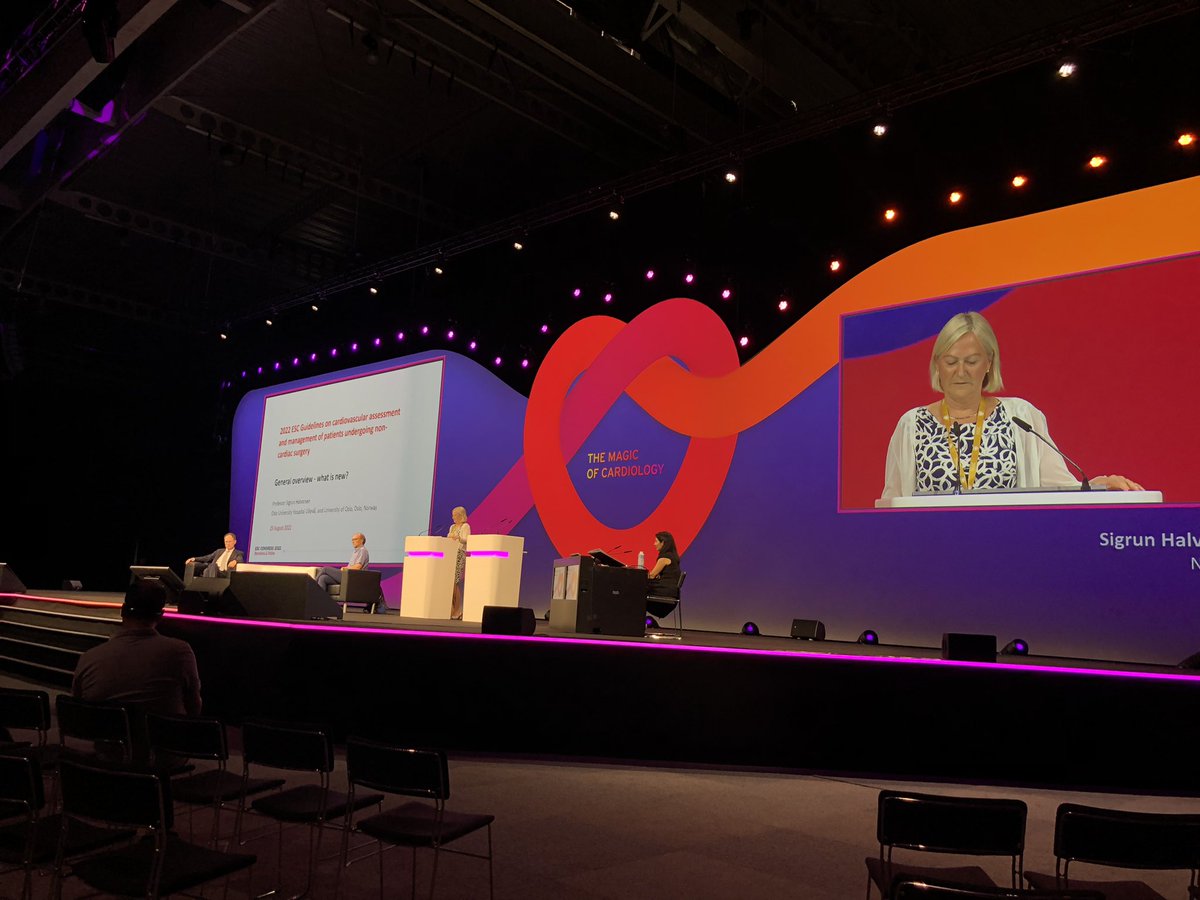 ACVC Treasurer Prof. Sigrun Halvorsen is presenting the new 2022 ESC Guidelines on cardiovascular assessment and management of patients undergoing non cardiac surgery 👏 #ACVC_ESC  #AcuteCardiovascularCare