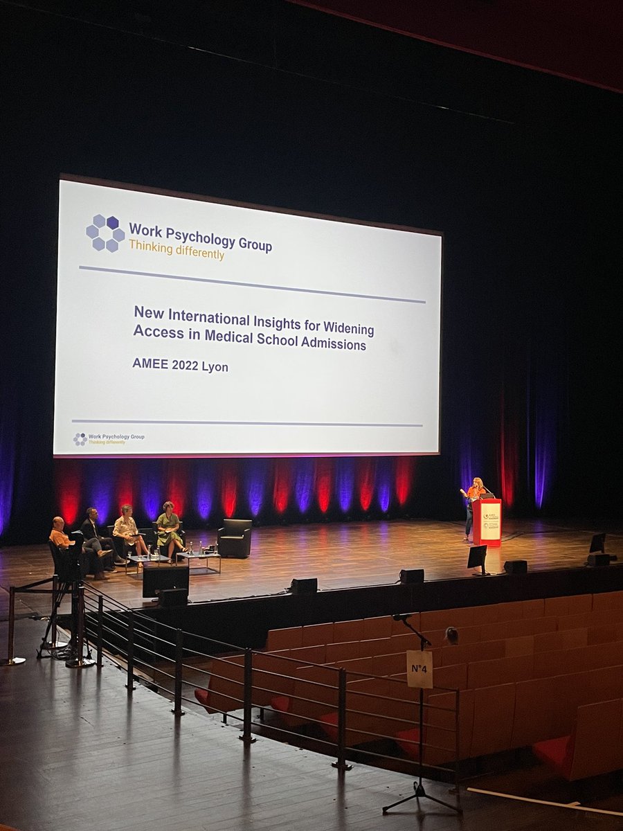 WorkPsychGroup's tweet photo. An insightful, thought provoking symposium hearing international perspectives on widening access in medical school admissions. It would be great to hear your thoughts if you also attended #AMEE2022 https://t.co/NWCLfacOqV