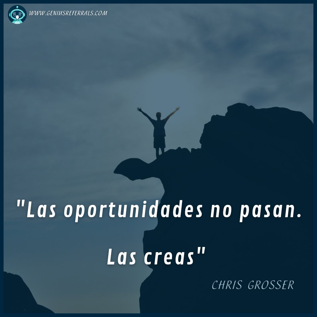 GeniusLatam's tweet photo. Comenzamos la semana en Genius Referrals este #lunesdeinspiración 🤓

📌Con esta #frasesmotivadora, Chris Grosser, Chris Grosser, especialista en #Marketing y fotógrafo extremo, hace hincapié en la acción y no en la espera 🙌🏆

Somos #geniusreferrals 🤓
#JoinGeniusReferrals https://t.co/gD8A0JKtc3