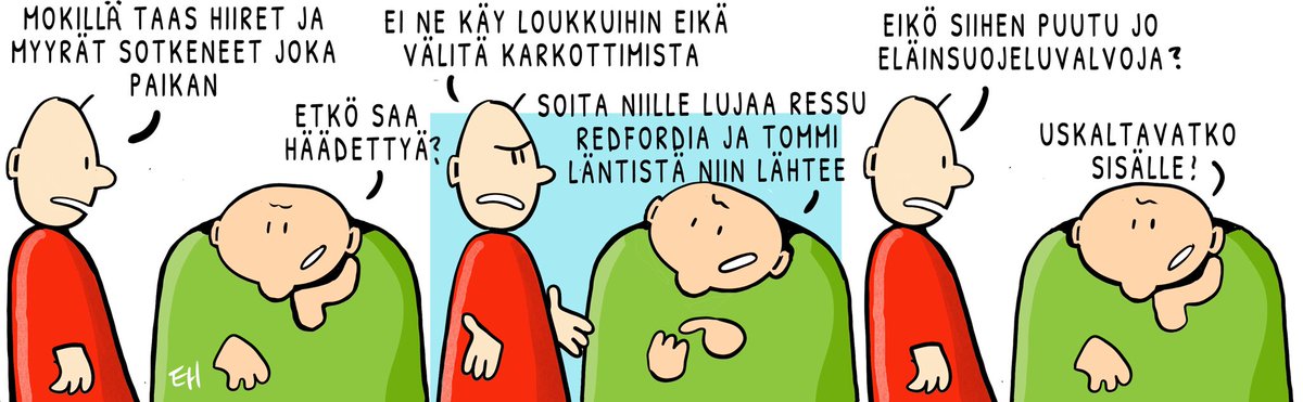 Esaholle's tweet image. Päivän #sarjakuva : "Hiiret" #tuholaistorjunta #tuhoeläimet #mökki #kesämökki 
verikoirat.com/nettisarja/sar…