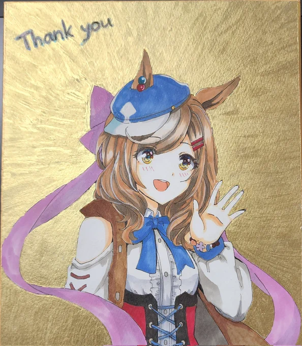 届いたので描いた色紙～マチタンとスペちゃん 