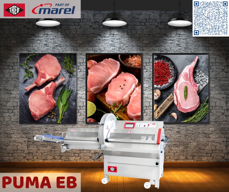 TREIFUSA's tweet photo. The key to success in today’s meat processing market is versatility. TREIF’s commercial portion cutter the PUMA has been designed to accommodate a wide range of products from tempered to fresh. 
For more information on the TREIF PUMA, click this link: https://t.co/x29y6Yye3g https://t.co/Qb4QJbgEDs