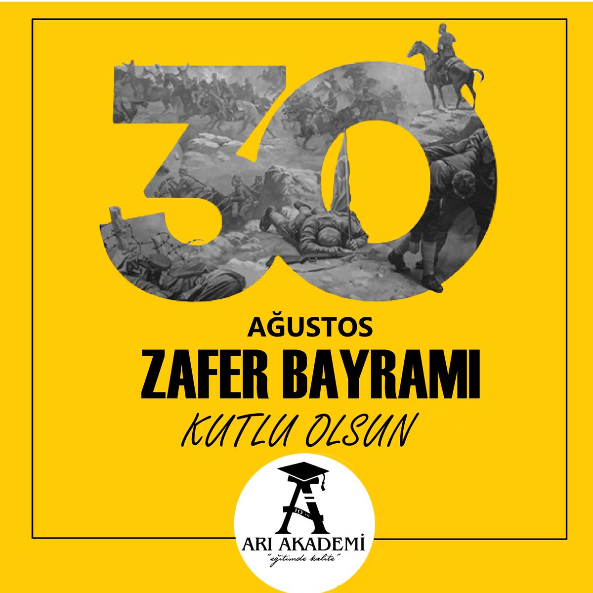 Ariakademi01's tweet photo. 30 Ağustos zaferi ile kurulan ve Türk milletinin en büyük eserlerinden biri olan Türkiye Cumhuriyeti Devleti'nin vatanı ve milletiyle birlikte sonsuza kadar hür ve bağımsız yaşaması yönündeki inanç, istek ve idealimizi bir kez daha ifade ederek Zafer Bayramınızı kutluyoruz. https://t.co/hDjtesKD7p