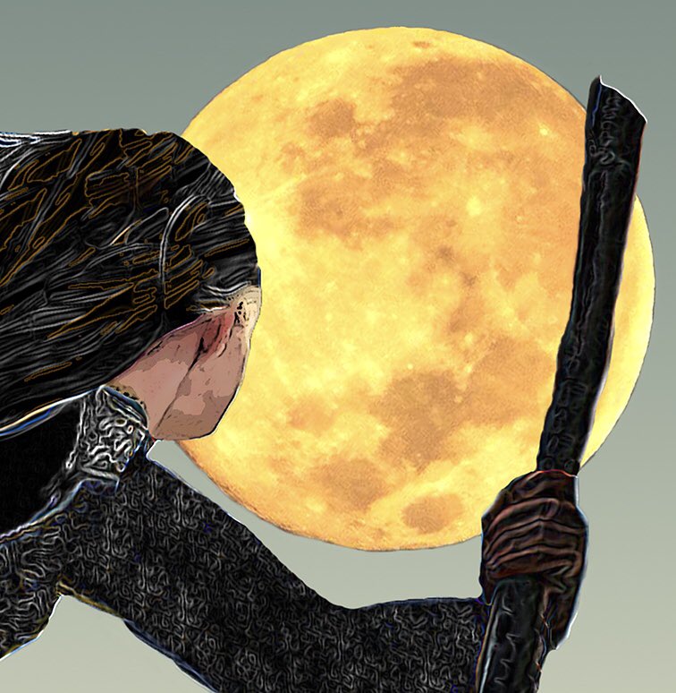 rueadinfinitum's tweet photo. Good luck, travellers! 
Today the uncrewed #ArtemisI will explore 1000s of miles around the moon. Ancient Greek #Artemis (see also ancient Roman Diana) was goddess of hunt and sometimes depicted with a crescent moon at her forehead.
#NASAMoonSnap #art #artwork #tarot #digital https://t.co/A1UD7G8E3g
