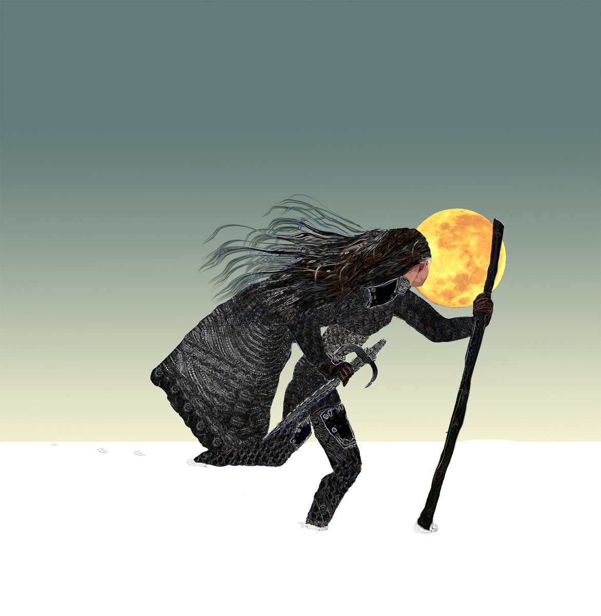 rueadinfinitum's tweet photo. Good luck, travellers! 
Today the uncrewed #ArtemisI will explore 1000s of miles around the moon. Ancient Greek #Artemis (see also ancient Roman Diana) was goddess of hunt and sometimes depicted with a crescent moon at her forehead.
#NASAMoonSnap #art #artwork #tarot #digital https://t.co/A1UD7G8E3g