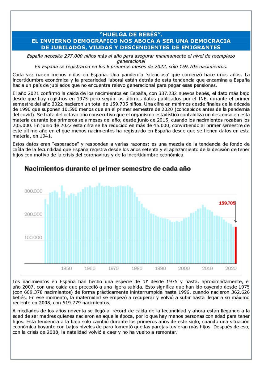 “HUELGA DE BEBÉS”. EL INVIERNO DEMOGRÁFICO NOS ABOCA A SER UNA DEMOCRACIA DE JUBILADOS, VIUDAS Y DESCENDIENTES DE EMIGRANTES - Pensiones de Jubilación - laboralpensiones.com/huelga-de-bebe…