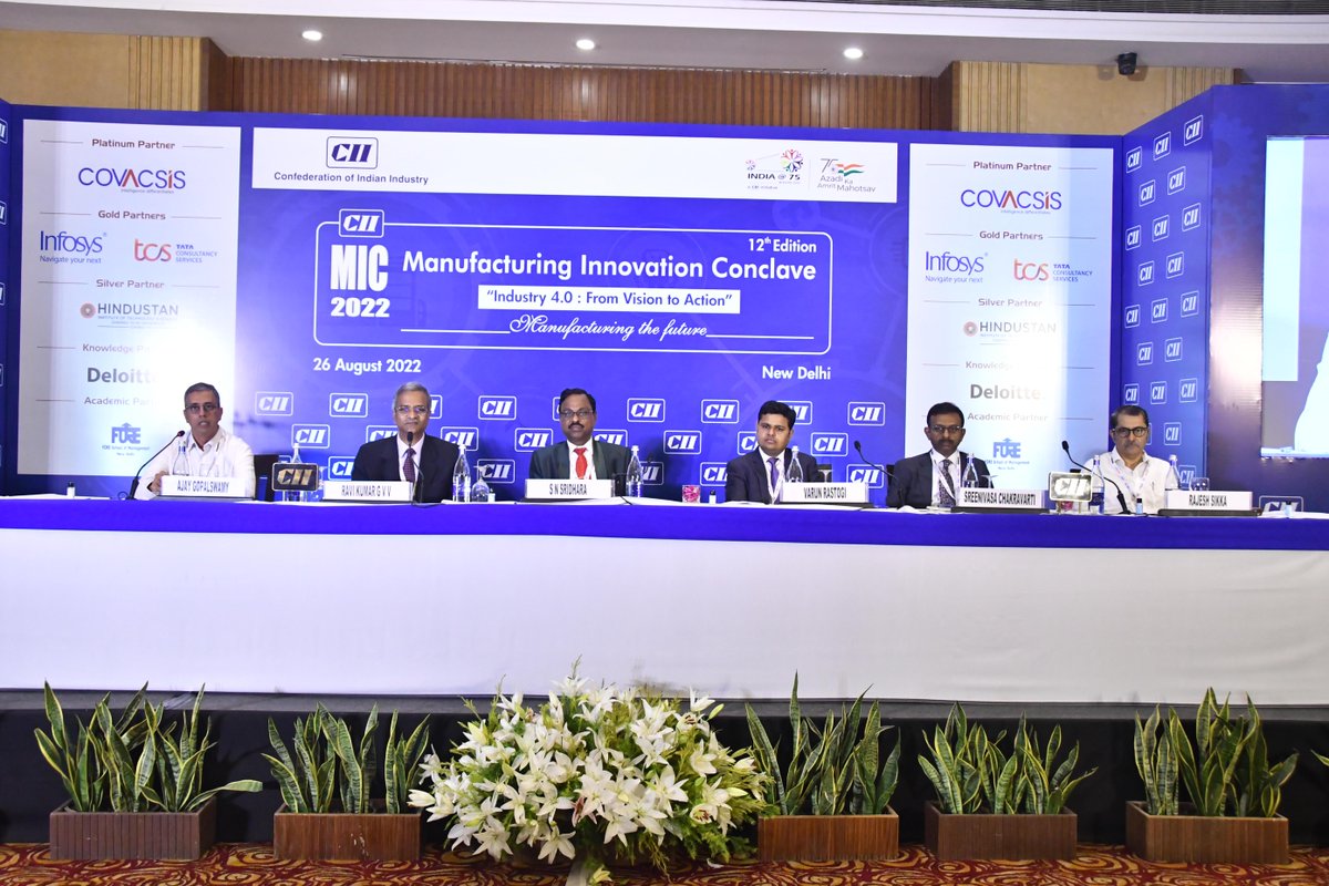 DeloitteIndia's tweet photo. Catch a glimpse of our leaders at the “CII manufacturing innovation conclave,” organised by @FollowCII with Deloitte India as the knowledge partner.
What transpired? Many insightful discussions exploring the vision of #Industry4.0.

#Manufacturing #DeloitteAtCIIConclave #Tech https://t.co/AeO5VOAvd1