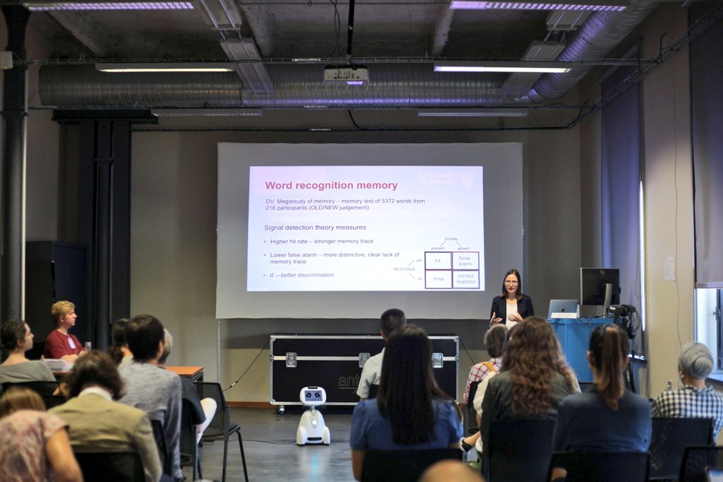 eslp2022's tweet photo. @AgataDymarska from @LancasterUni is presenting her results on how different aspects of #sensorimotor
experience affect word recognition #memory.
#ESLP #ESLP2022 https://t.co/BlNYDXpjfJ