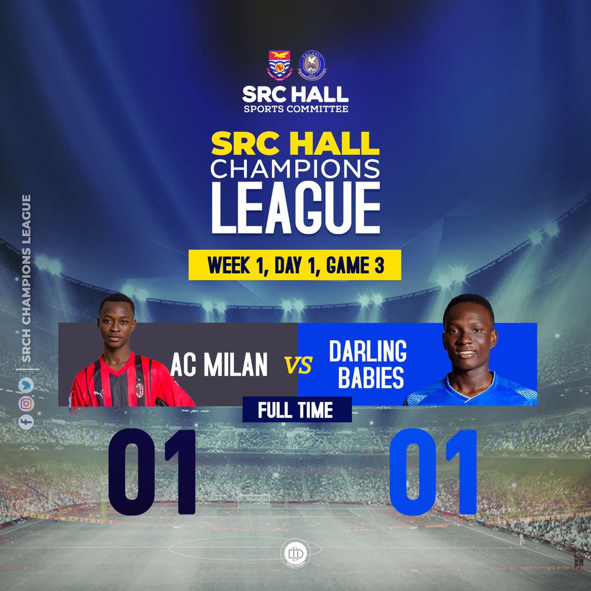 This season's *SRC HALL Champions League*  promise to be more exciting and fun with display from great talents. Stay turned as 10 teams battle for 1 trophy, with great moments. Don't miss any pass, dribble, flick,run,goal and the excitement.  *SRCHCHAMPSLEAGUE*
 _#PLAYTOINSPIRE