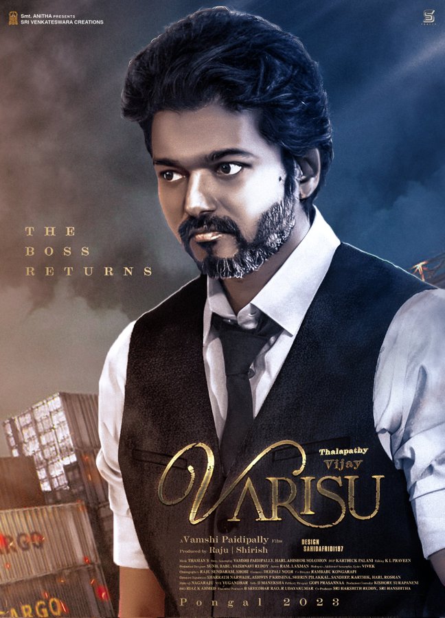 Mydeen2222's tweet photo. #Varisu 7th Fanmade poster work 💙 
#Beast @actorvijay @SVC_official
@iamRashmika #ThalapathyVijay𓃵
#RashmikaMandanna https://t.co/Y4qO0ak7EB