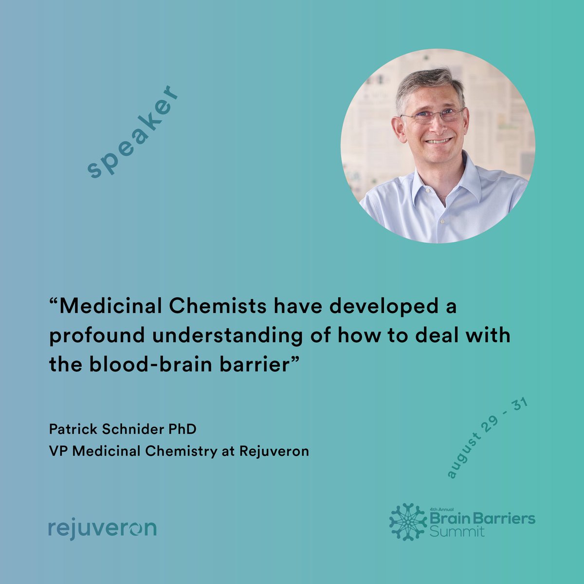 centenara_labs's tweet photo. Patrick Schnider, our VP Medicinal Chemistry, will be speaking at the 4th Annual #BrainBarriers Summit in Boston, August 29-31, 2022. He is a prominent industry veteran with more than 20 years of experience in #drugdevelopment. Learn more: https://t.co/OqTbqv2akt https://t.co/utVeSqmW4y