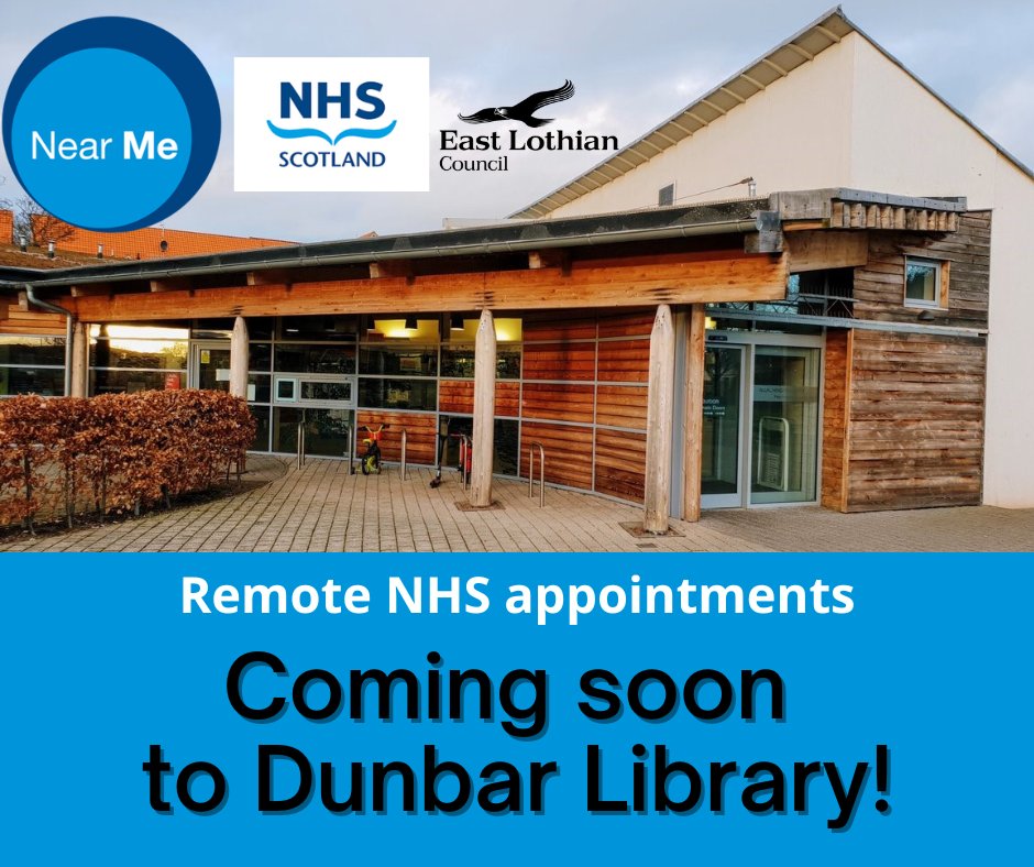 eastlothianlibs's tweet photo. The #NearMe pilot is launching at #DunbarLibrary later this week. If you are offered a NearMe appointment but can't attend at home, you can attend at our branch!
Call 01620 827827 & ask for Dunbar Library, or email: dunbar.library@eastlothian.gov.uk
#NearMeLibrary @SLIC1991 https://t.co/HMenDKhTAB