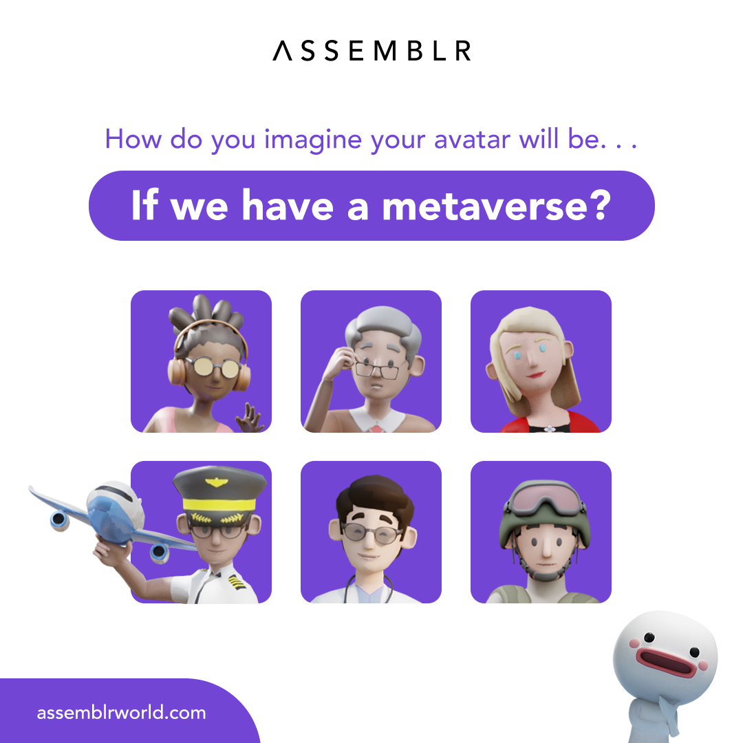 assemblrworld's tweet photo. Quick question! If we have a #metaverse someday, can you describe how your avatar will be? Will you style it in a cool way? Fun? Or maybe... something anti-mainstream? Go share it down below! 👀

#Assemblrworld #Avatar https://t.co/SBzNHhzhze