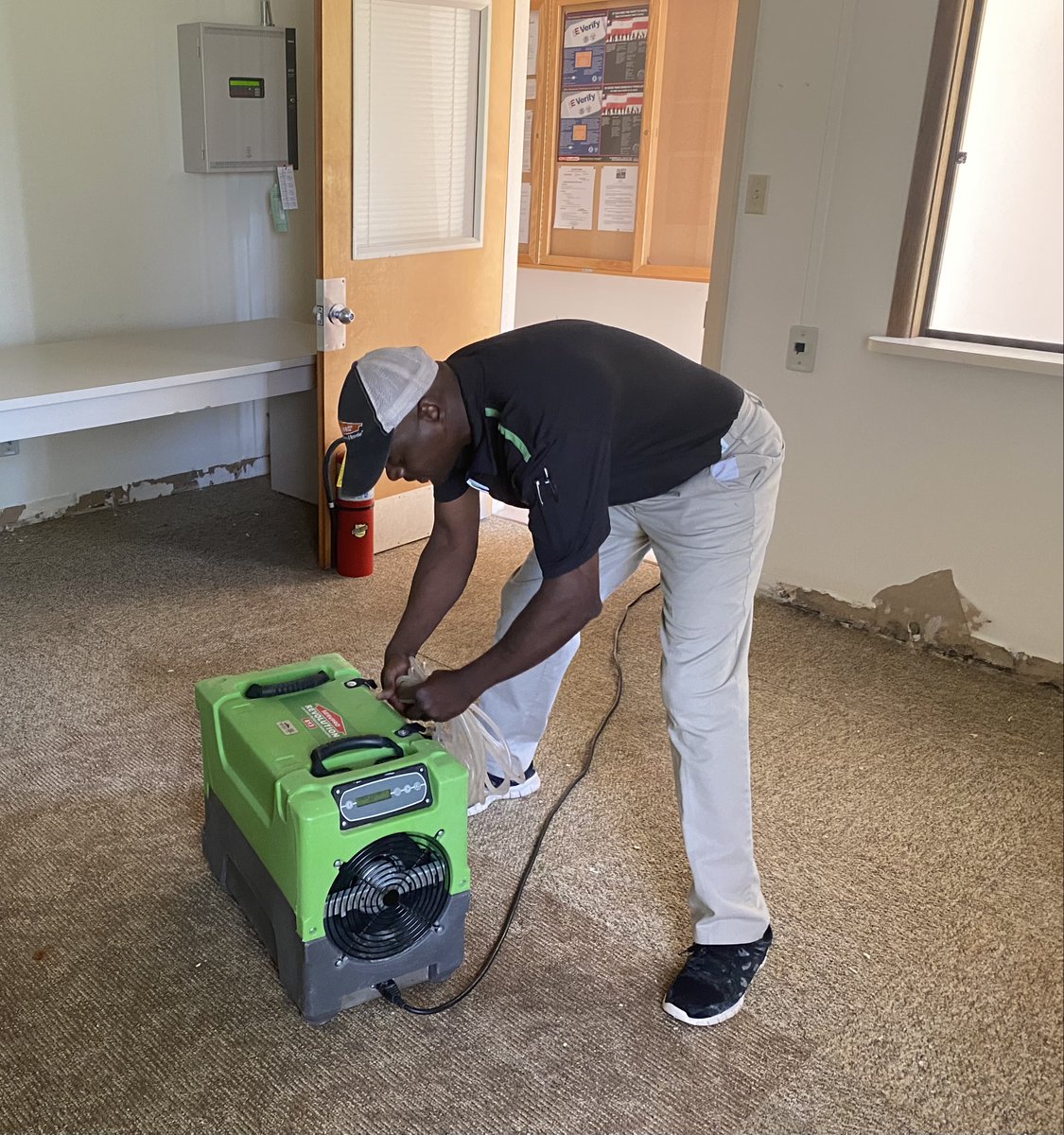 Mike is packing equipment after finishing a commercial water loss in Charleston, WV. Great job! 😄