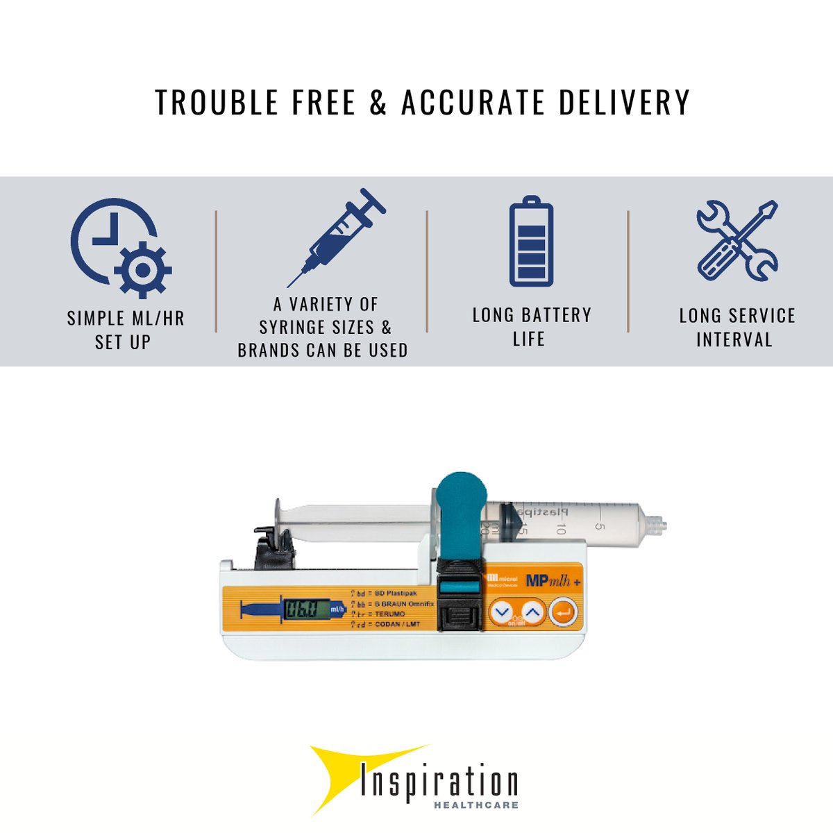 InspHealthcare's tweet photo. The Micrel MPmlh+ is ideal for both homecare and hospital treatments, designed for pain management and immunoglobulin therapy.
#MPmlh+ #micrel #infusiontherapy #painmanagement #immunogoblin #syringedriver https://t.co/Rw0gxk9aAl