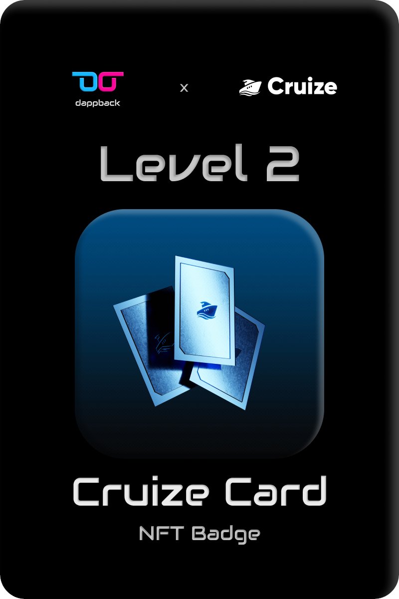 CruizeFinance's tweet photo. 🚀 Level 2 of our #Web3 JOURN3Y with @DappBackHQ is here!

💫 New featured task: Reach the HarborMaster Role in our Discord by inviting at least 15 friends for A LOT of DB Coins🪙!

🏅 Our Level 2 NFT Badge: 'Cruize Card'

✅ Task away at https://t.co/SzaF171jWI https://t.co/BaTJfmsJnQ