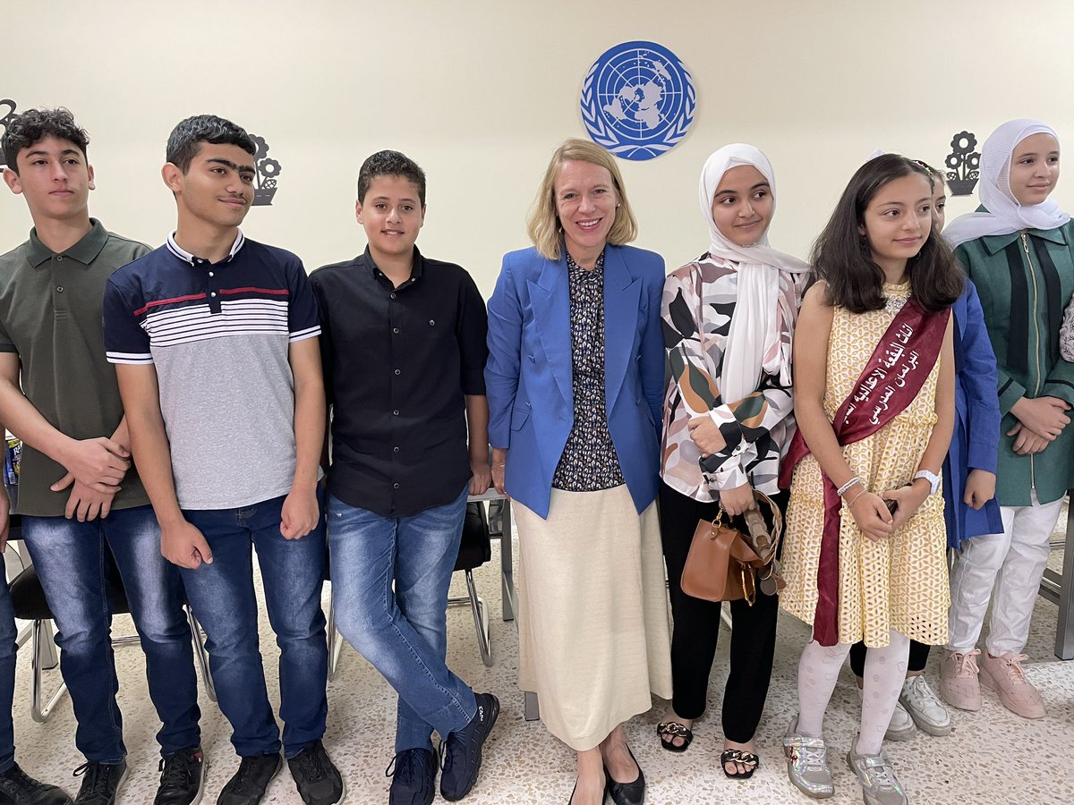 AHuitfeldt's tweet photo. Grateful to meet #PalestineRefugees in Baqa’a camp in Jordan and for the important job @UNRWA is doing for the refugees
Norway is a steadfast partner for UNRWA &amp; we have increased our contribution
Concerned about the lack of funding – UNRWA plays a key role for regional stability https://t.co/2DCJxUNnmc